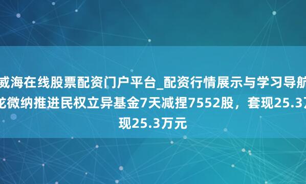 威海在线股票配资门户平台_配资行情展示与学习导航 建龙微纳推进民权立异基金7天减捏7552股，套现25.3万元