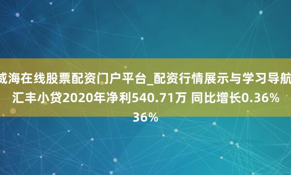 威海在线股票配资门户平台_配资行情展示与学习导航 汇丰小贷2020年净利540.71万 同比增长0.36%